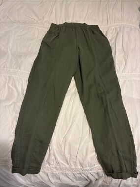 Men's Olive Green Elastic-Waist Joggers